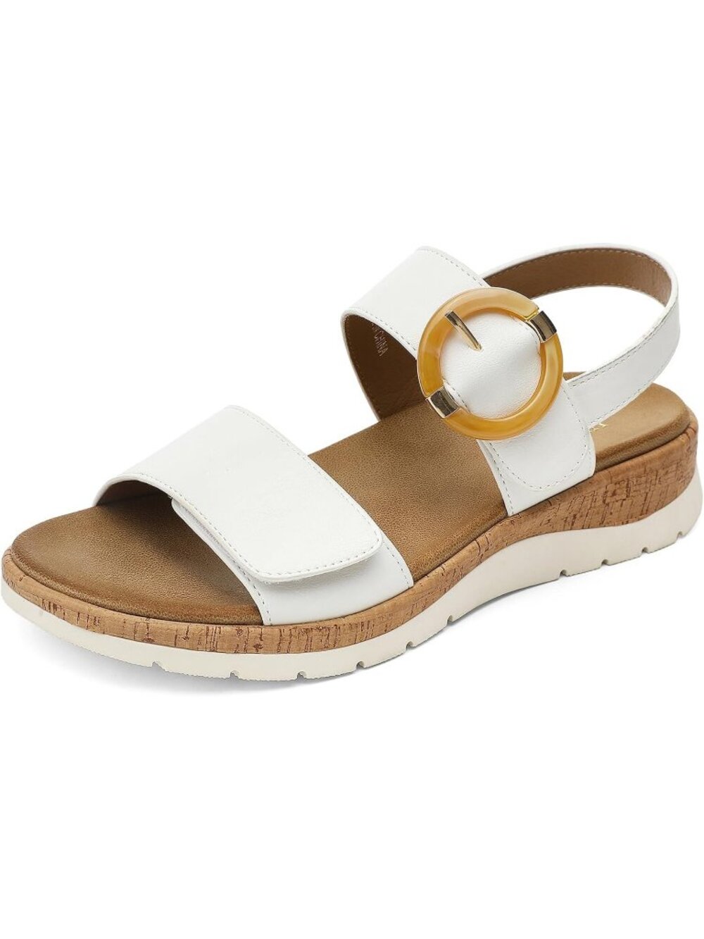 Women's White Summer Open Toe Adjustable Ankle Straps Comfortable Sandals